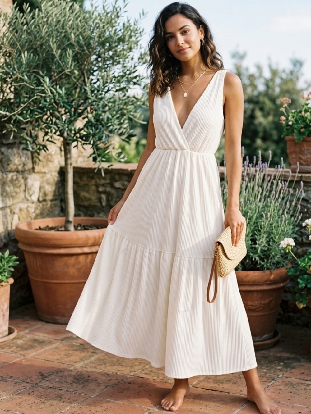Caution To The Wind Cream Midi Dress